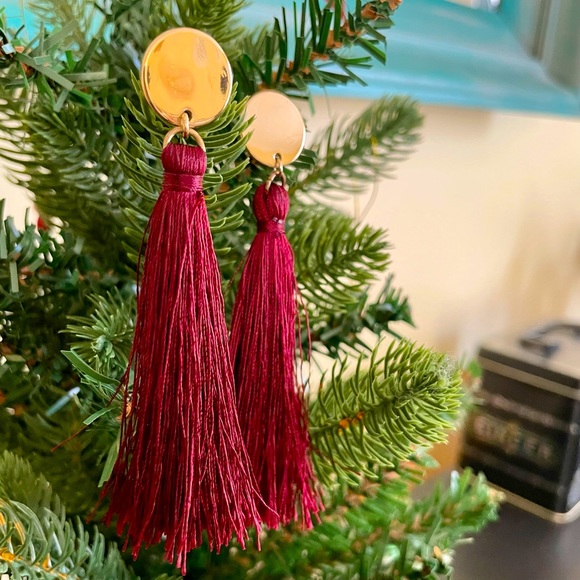 Maroon Fringe Earrings - Picture 3 of 5